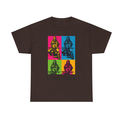 T-Shirt — Capt. Jack Pop-Art Portrait Tee with Arrow Back Print