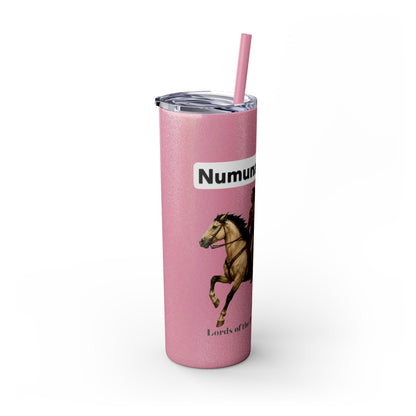 Comanche Numunah Warrior Horse 20oz Skinny Tumbler with Straw — Native American Inspired Travel Cup