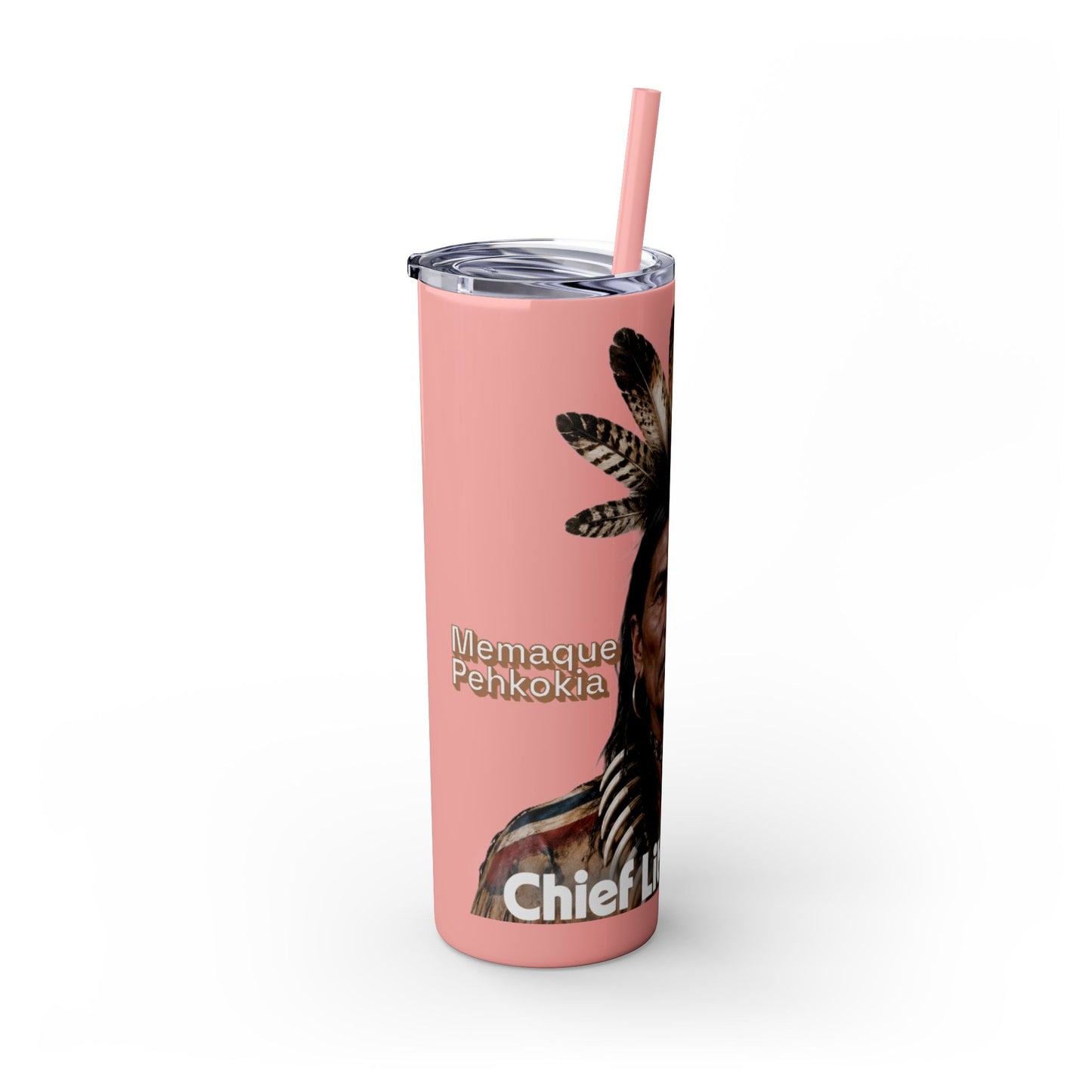 Miami 20oz Skinny Tumbler with Straw — Native Chief Portrait Travel Cup