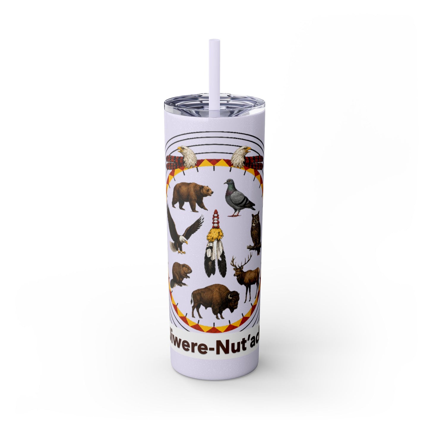 Otoe Missouria Native Animal Medicine Wheel 20oz Skinny Tumbler with Straw