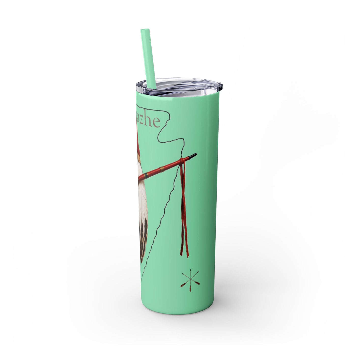 Osage Skinny Tumbler — Native Feather & Pipe Design 20oz Straw Cup