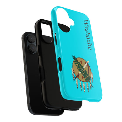 Osage Phone Case — Wazhahze Tribal Shield Design (Native Feather & Tomahawk)