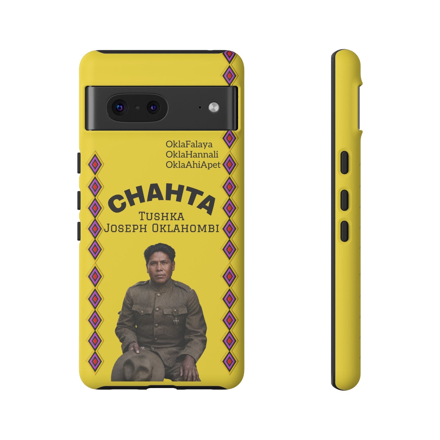 Chahta Tushka Joseph Oklahombi Yellow Phone Case — Native American Tribute Protective Cover