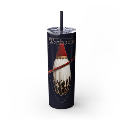 Osage Skinny Tumbler — Native Feather & Pipe Design 20oz Straw Cup