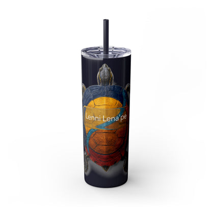Delaware West Turtle Skinny Tumbler 20oz — Colorful Sea Turtle Travel Cup with Straw