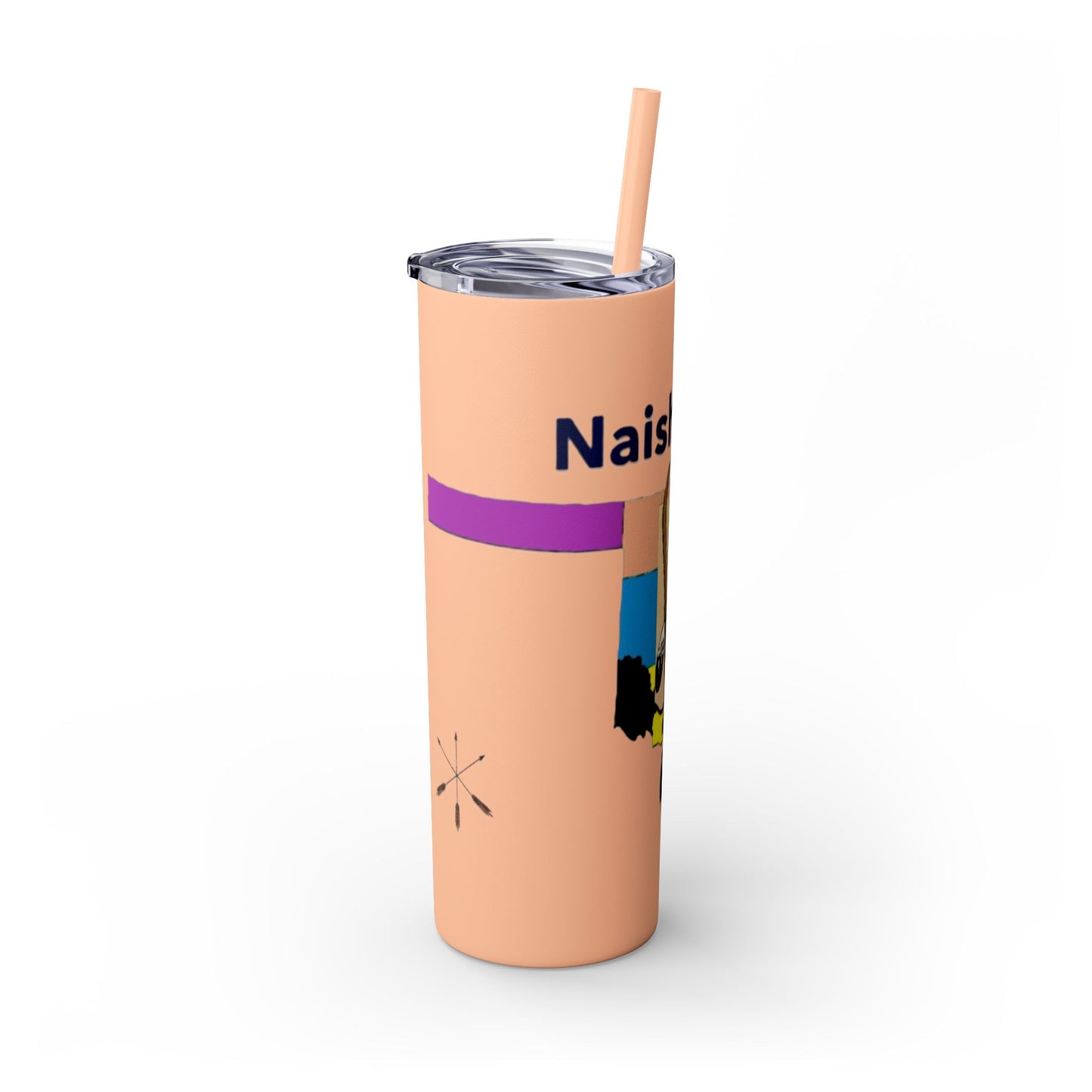 Apache 20oz Skinny Tumbler with Straw — Colorful Retro Design "Naishade"