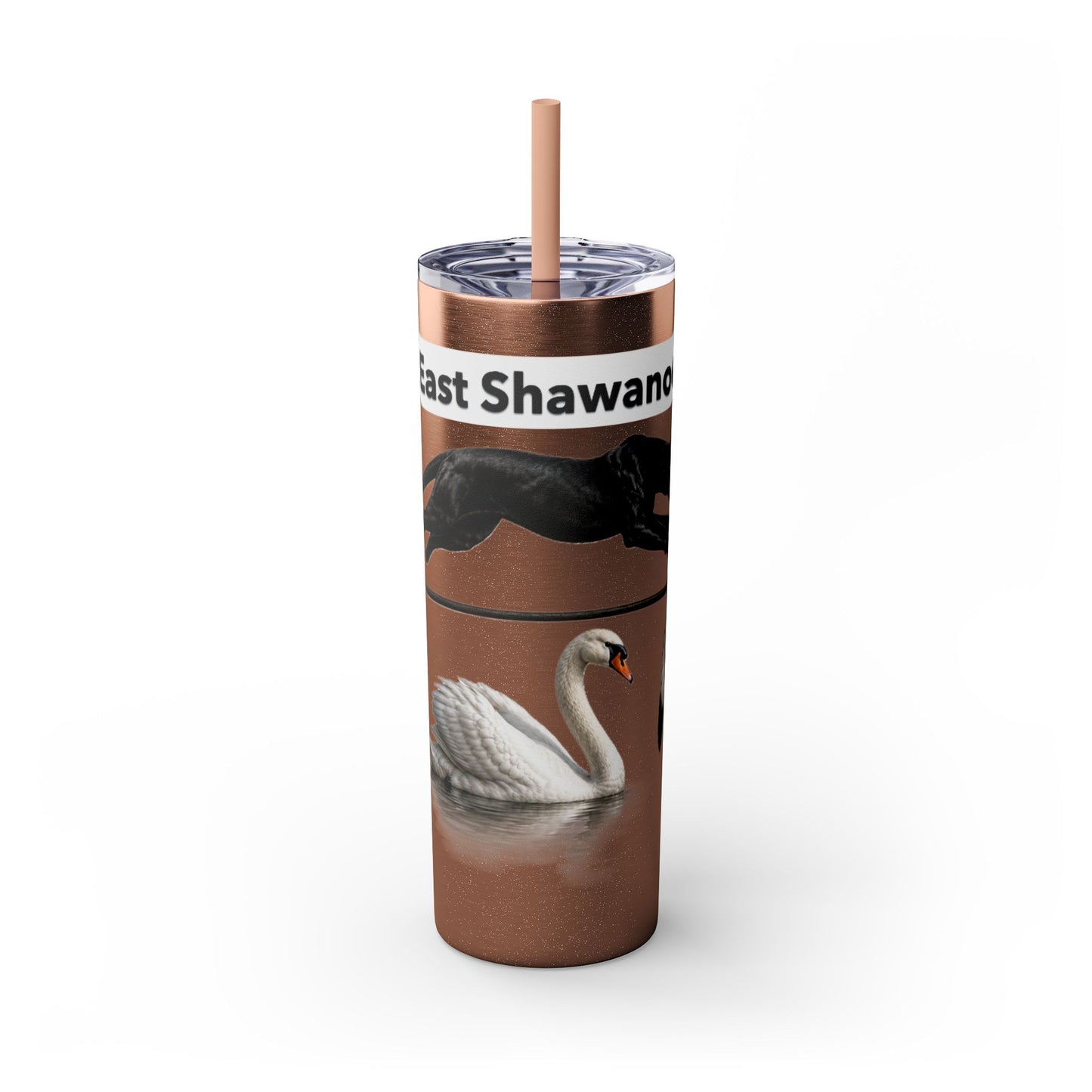 Shawnee East Skinny 20oz Tumbler with Straw — East Shawano River Swan & Otter Design