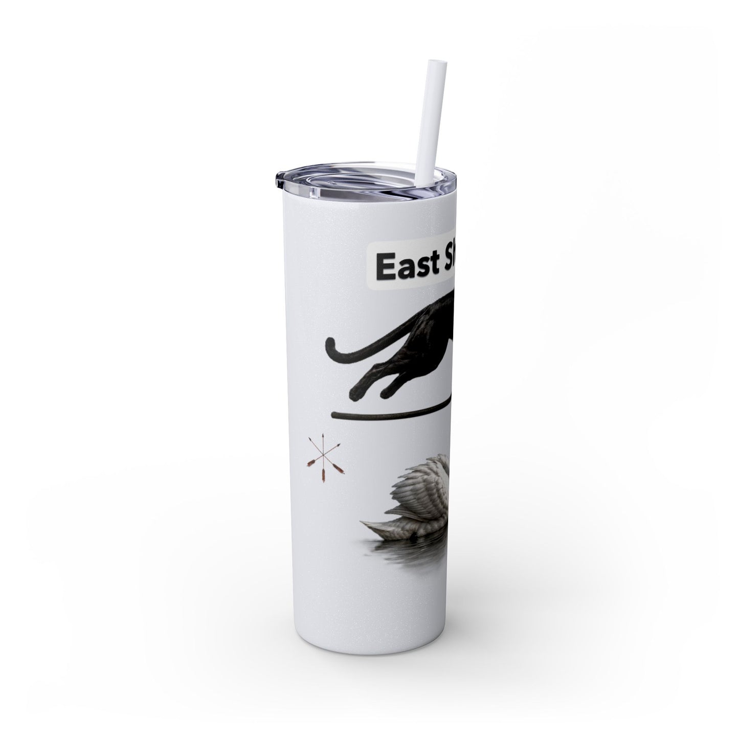 Shawnee East Skinny 20oz Tumbler with Straw — East Shawano River Swan & Otter Design