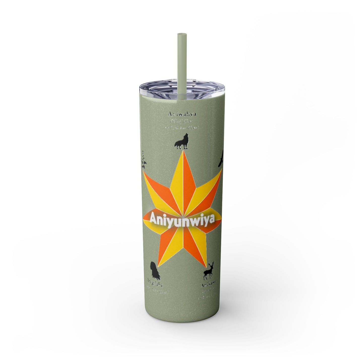 Cherokee 20oz Skinny Tumbler - Aniyunwiya Star Design with Straw