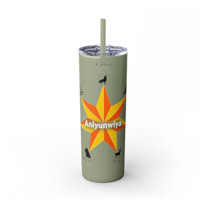 Cherokee 20oz Skinny Tumbler - Aniyunwiya Star Design with Straw