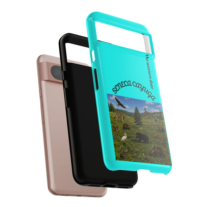 Seneca Cayuga Wildlife iPhone Case — "Keepers of the Western Door" Teal Protective Cover