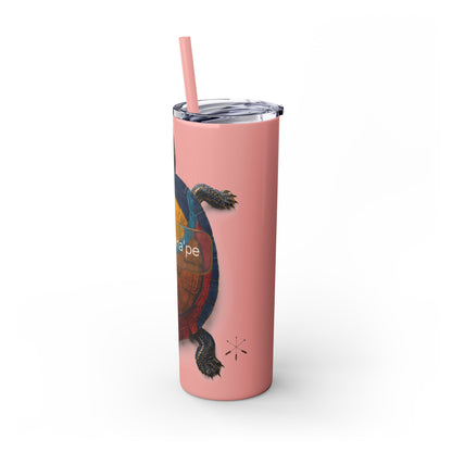 Delaware West Turtle Skinny Tumbler 20oz — Colorful Sea Turtle Travel Cup with Straw