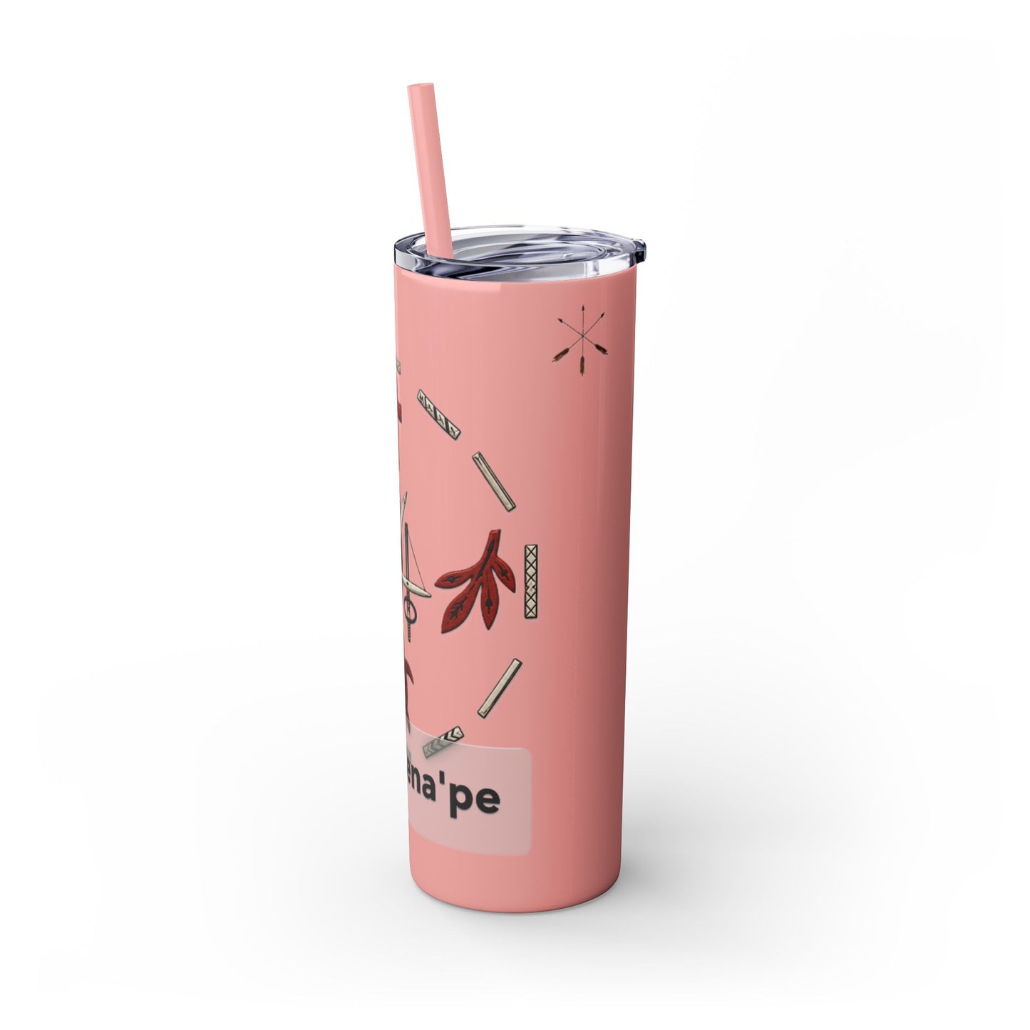 Delaware East Personalized 20oz Skinny Tumbler with Straw — Custom Name Tribal Crest Design