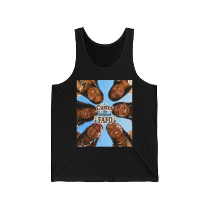 Custer FAFO Graphic Tank Top — 'Custer the Original FAFO' Retro Photo & Arrow Club Design
