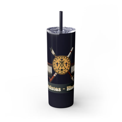 Cheyenne Arapaho 20oz Skinny Tumbler — Native American Shield & Arrows Design (Tsistsistas - Hinono'eitiit)