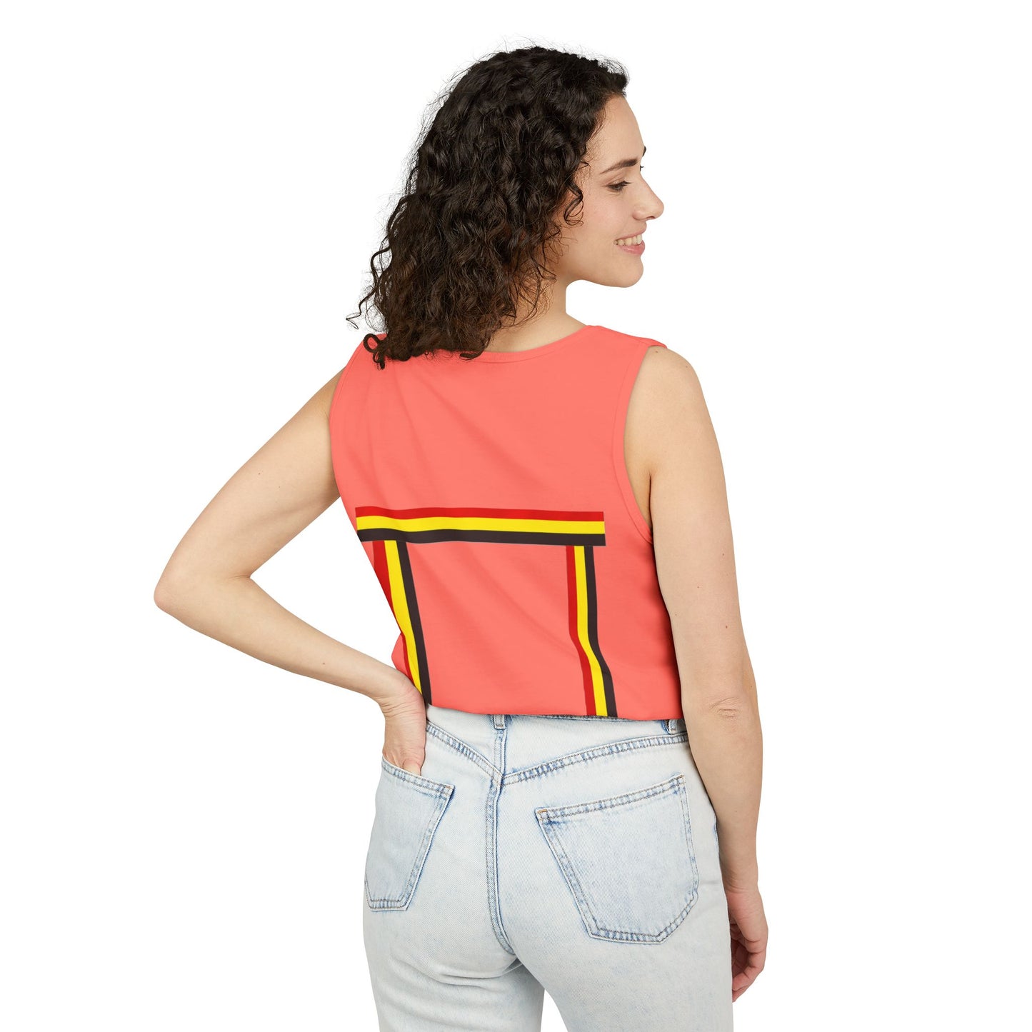 Ribbon shirt inspired Tank Top — Red Black Gold Striped Graphic Tank
