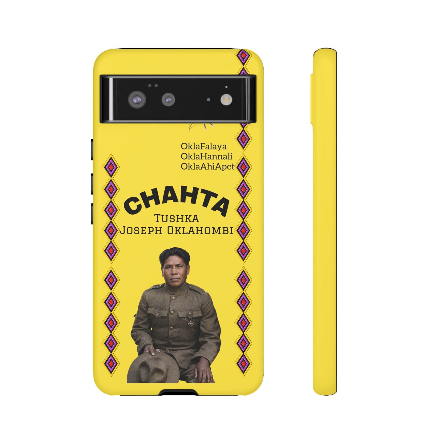 Chahta Tushka Joseph Oklahombi Yellow Phone Case — Native American Tribute Protective Cover