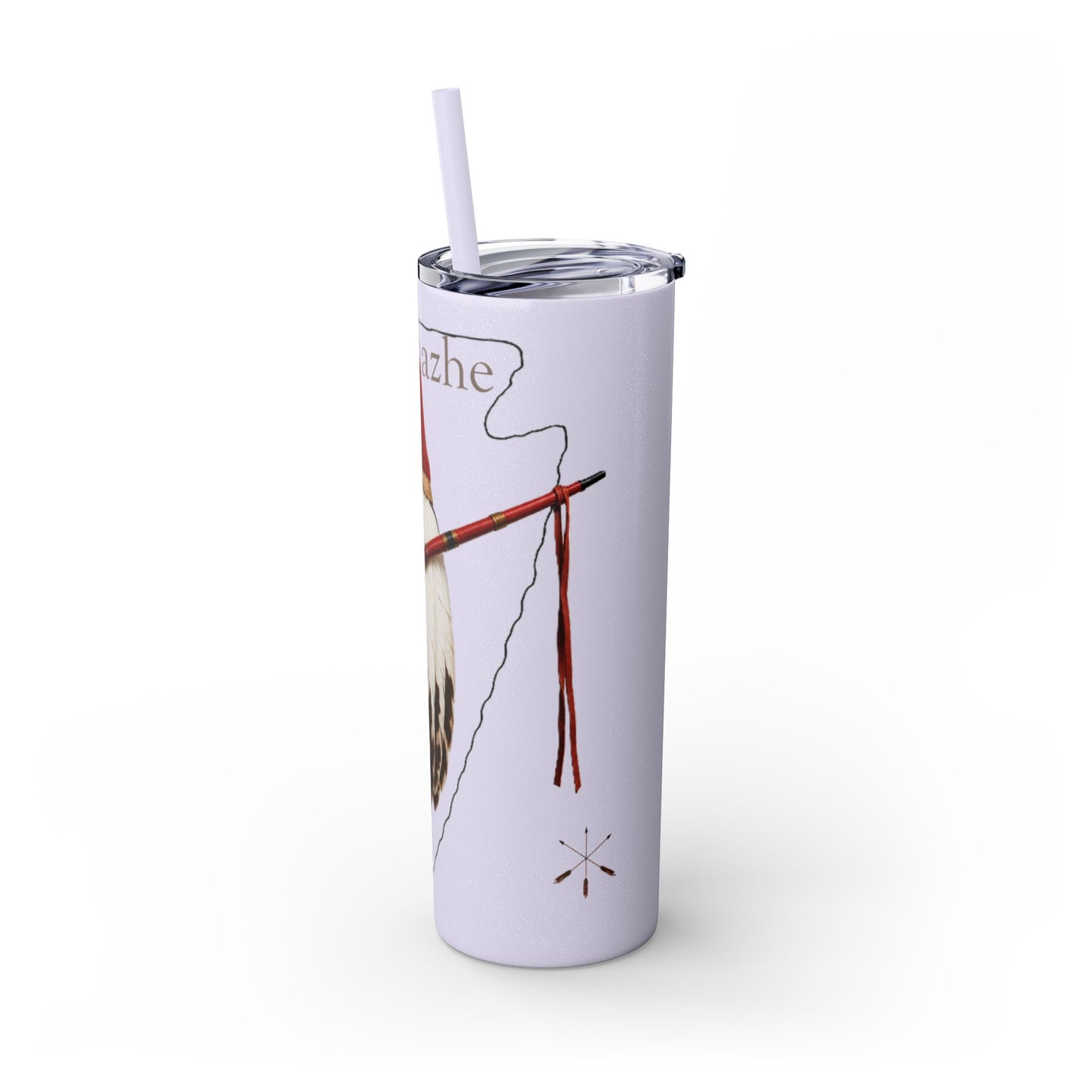 Osage Skinny Tumbler — Native Feather & Pipe Design 20oz Straw Cup