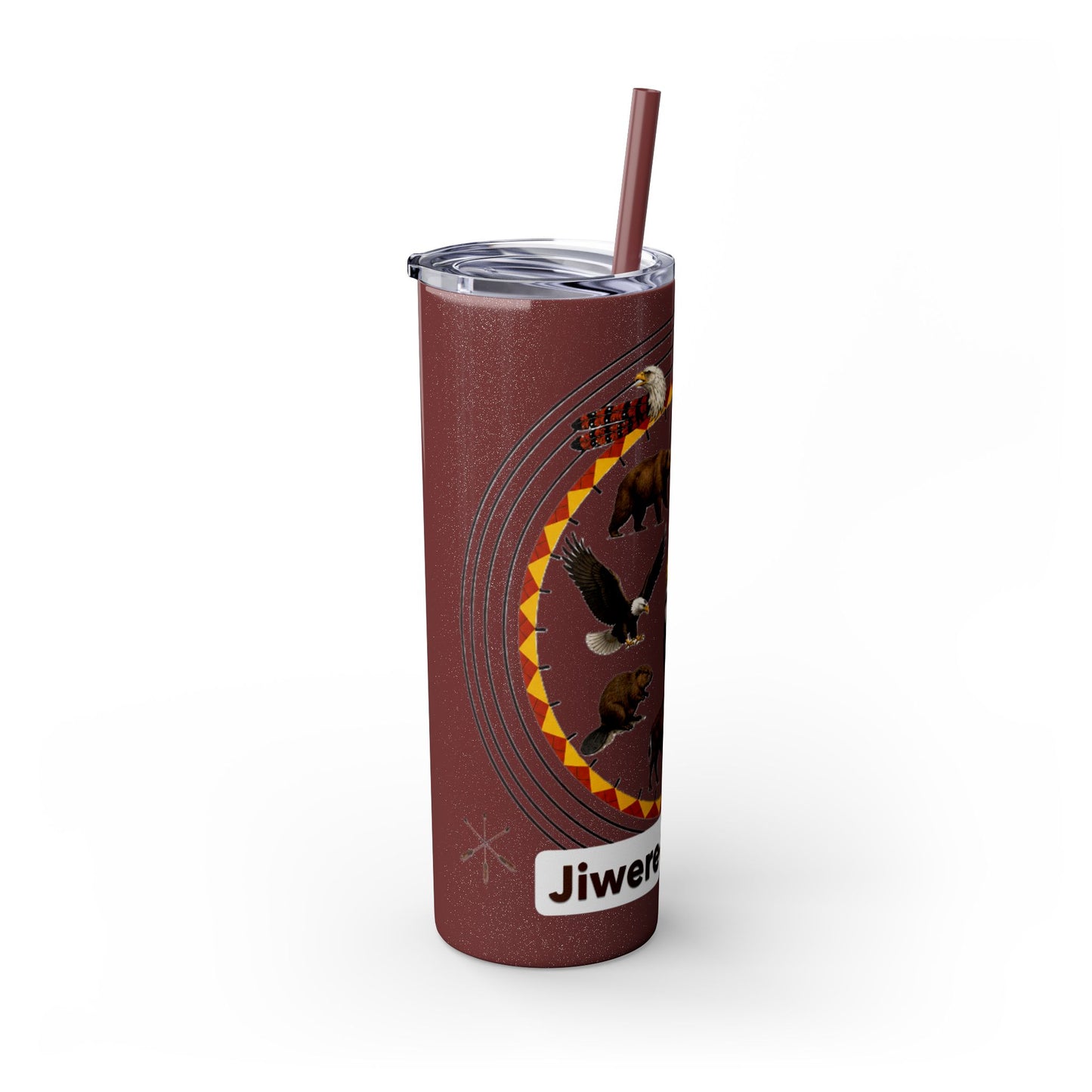 Otoe Missouria Native Animal Medicine Wheel 20oz Skinny Tumbler with Straw
