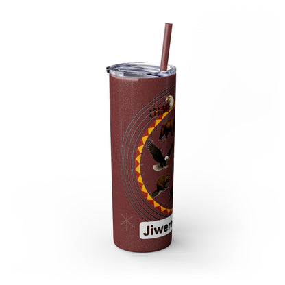 Otoe Missouria Native Animal Medicine Wheel 20oz Skinny Tumbler with Straw