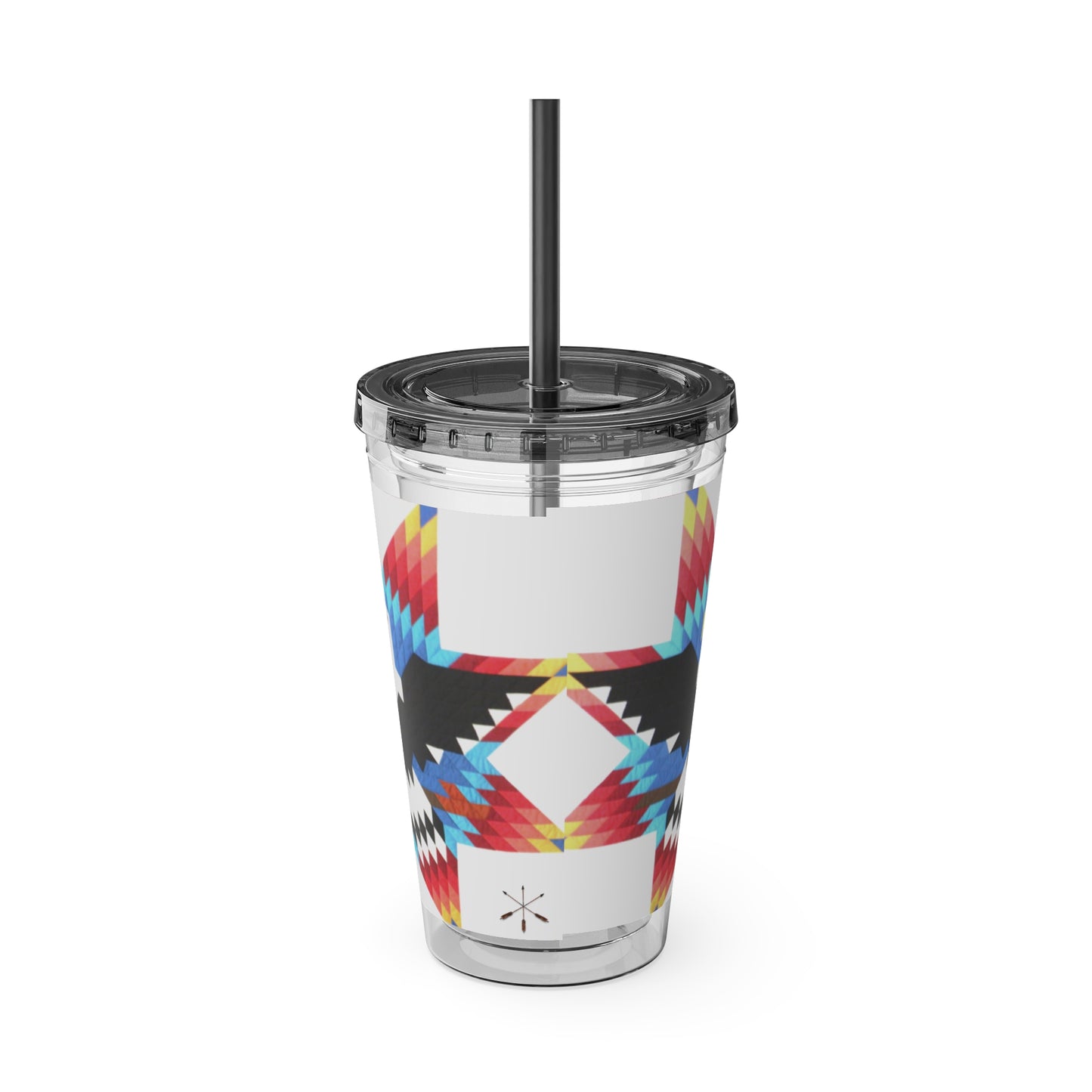Onci 16oz Sunsplash Tumbler with Straw — Southwestern Eagle Pattern, Insulated Travel Cup