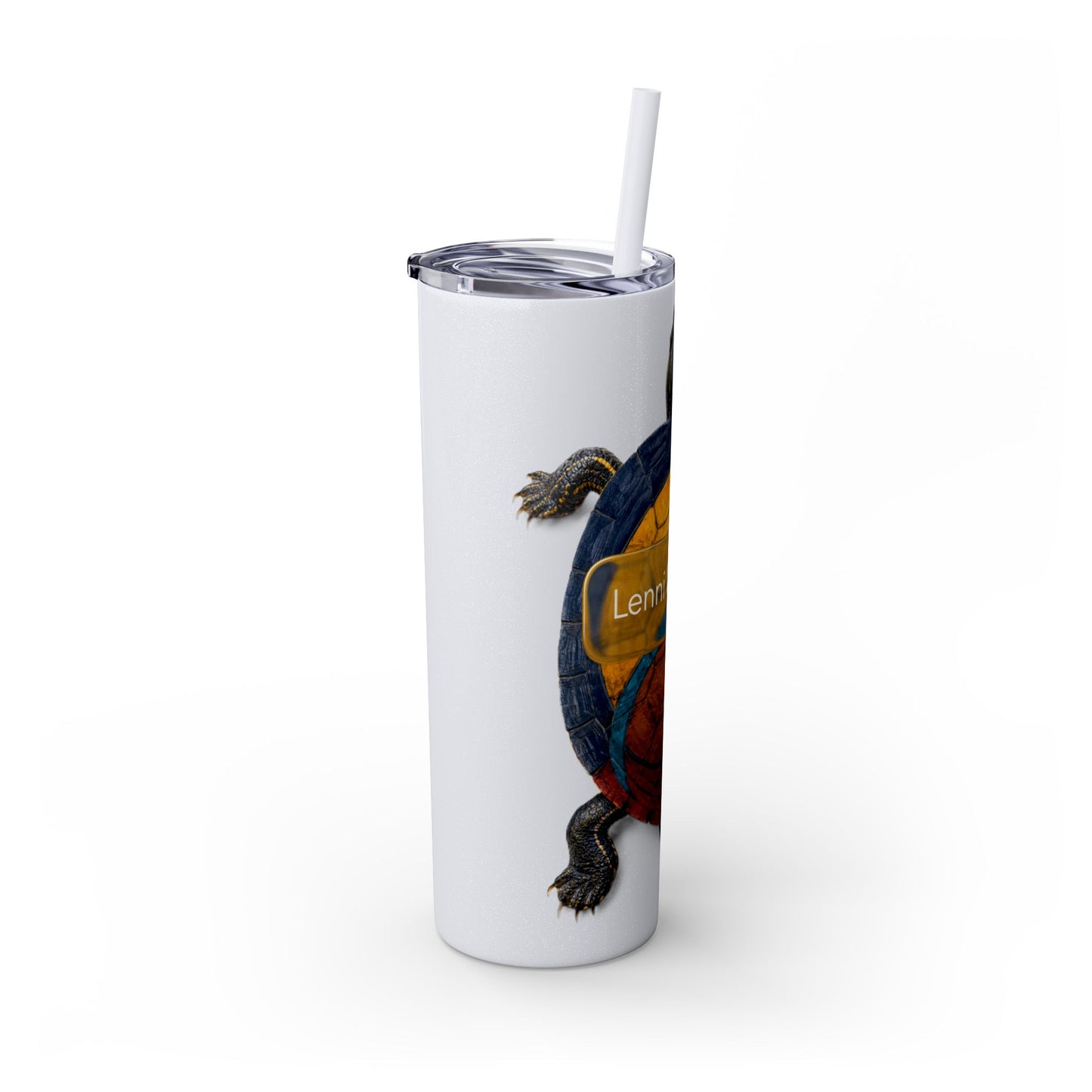 Delaware West Turtle Skinny Tumbler 20oz — Colorful Sea Turtle Travel Cup with Straw