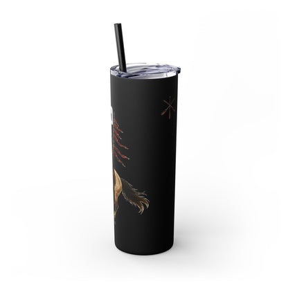 Comanche Numunah Warrior Horse 20oz Skinny Tumbler with Straw — Native American Inspired Travel Cup