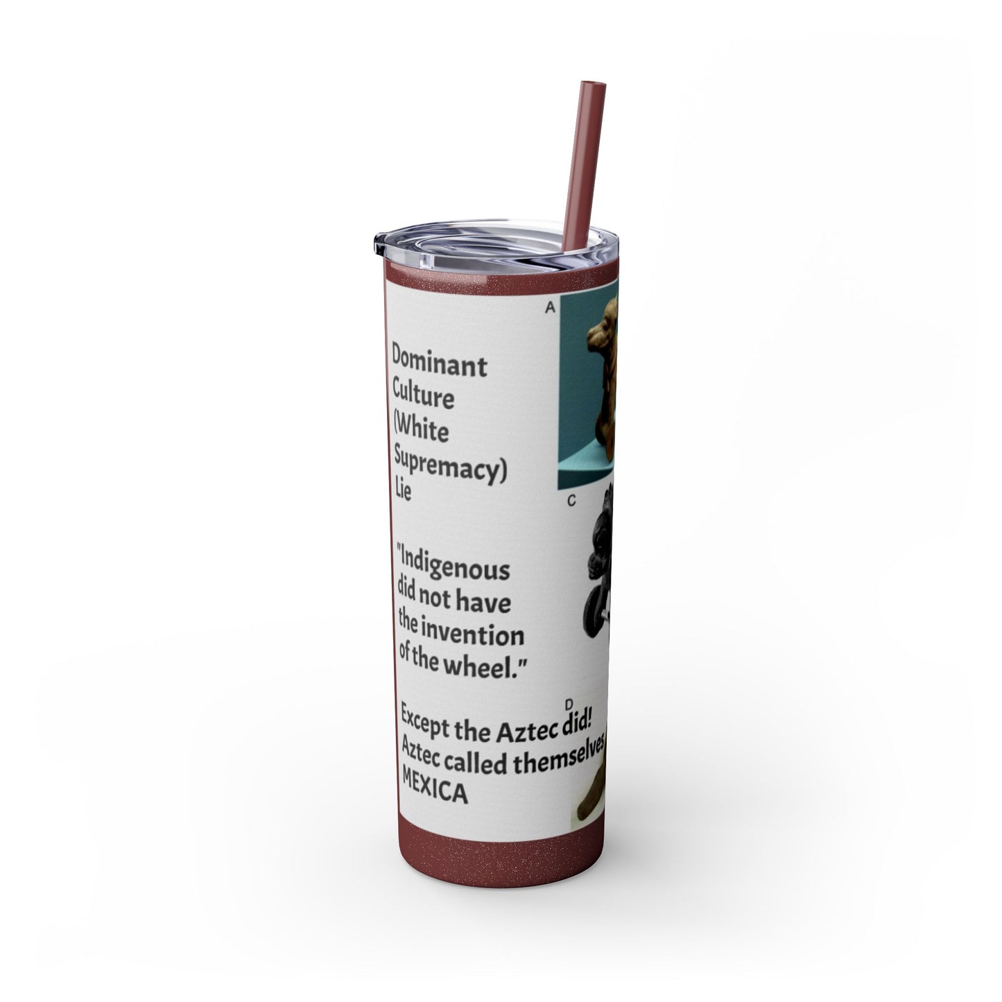 Aztec 20oz Skinny Tumbler - Educational Indigenous Artifacts Design