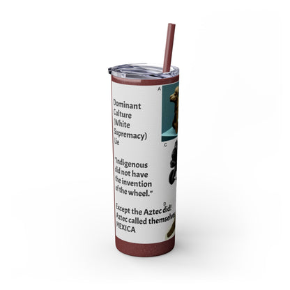 Aztec 20oz Skinny Tumbler - Educational Indigenous Artifacts Design