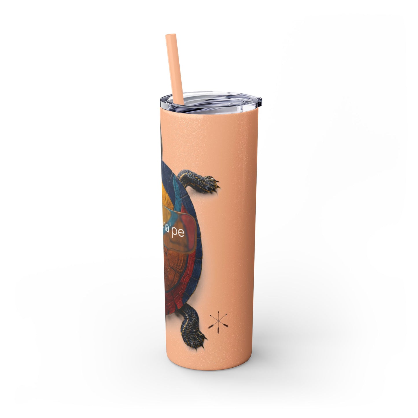 Delaware West Turtle Skinny Tumbler 20oz — Colorful Sea Turtle Travel Cup with Straw
