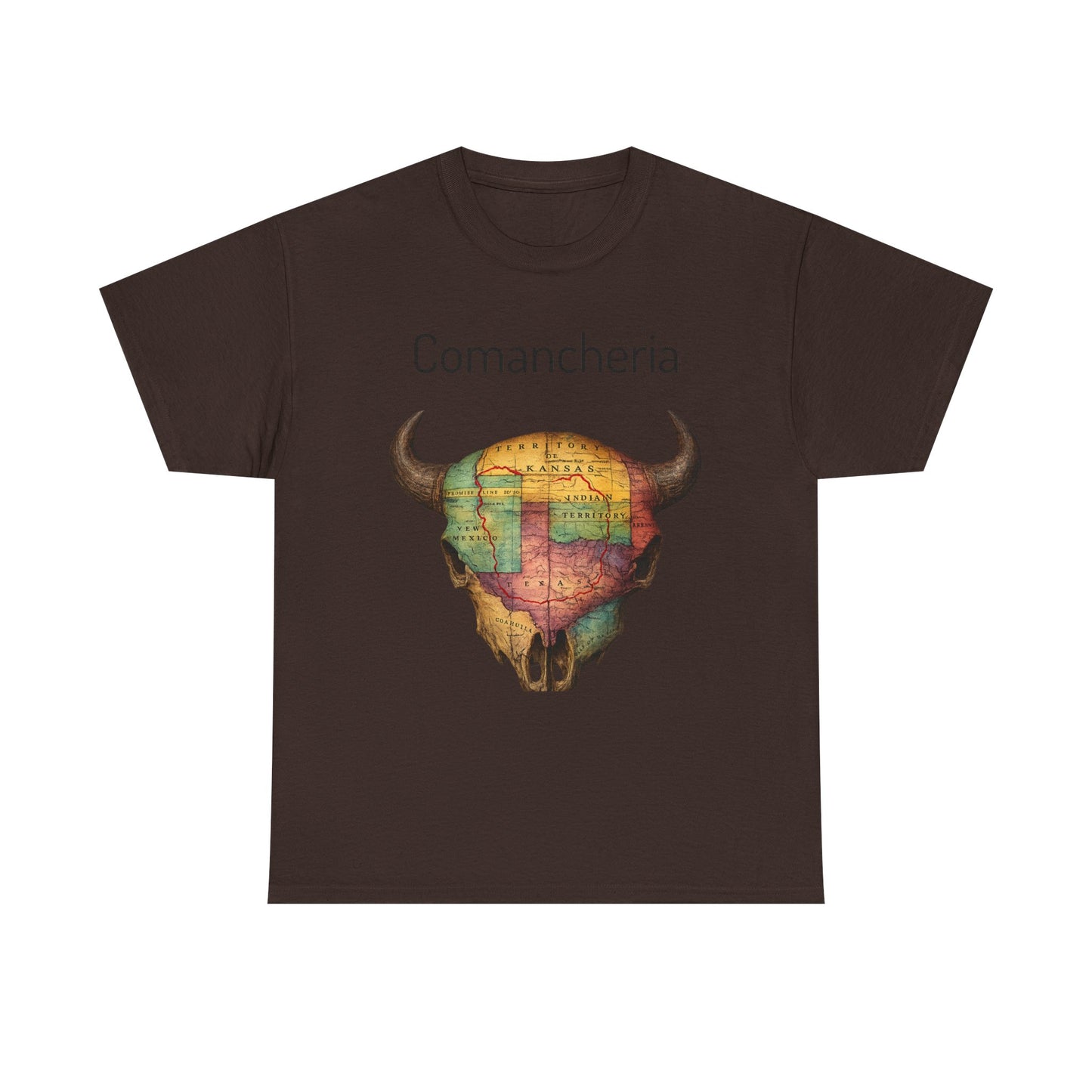 Comancheria Buffalo Skull T-Shirt — Western Map Graphic Tee