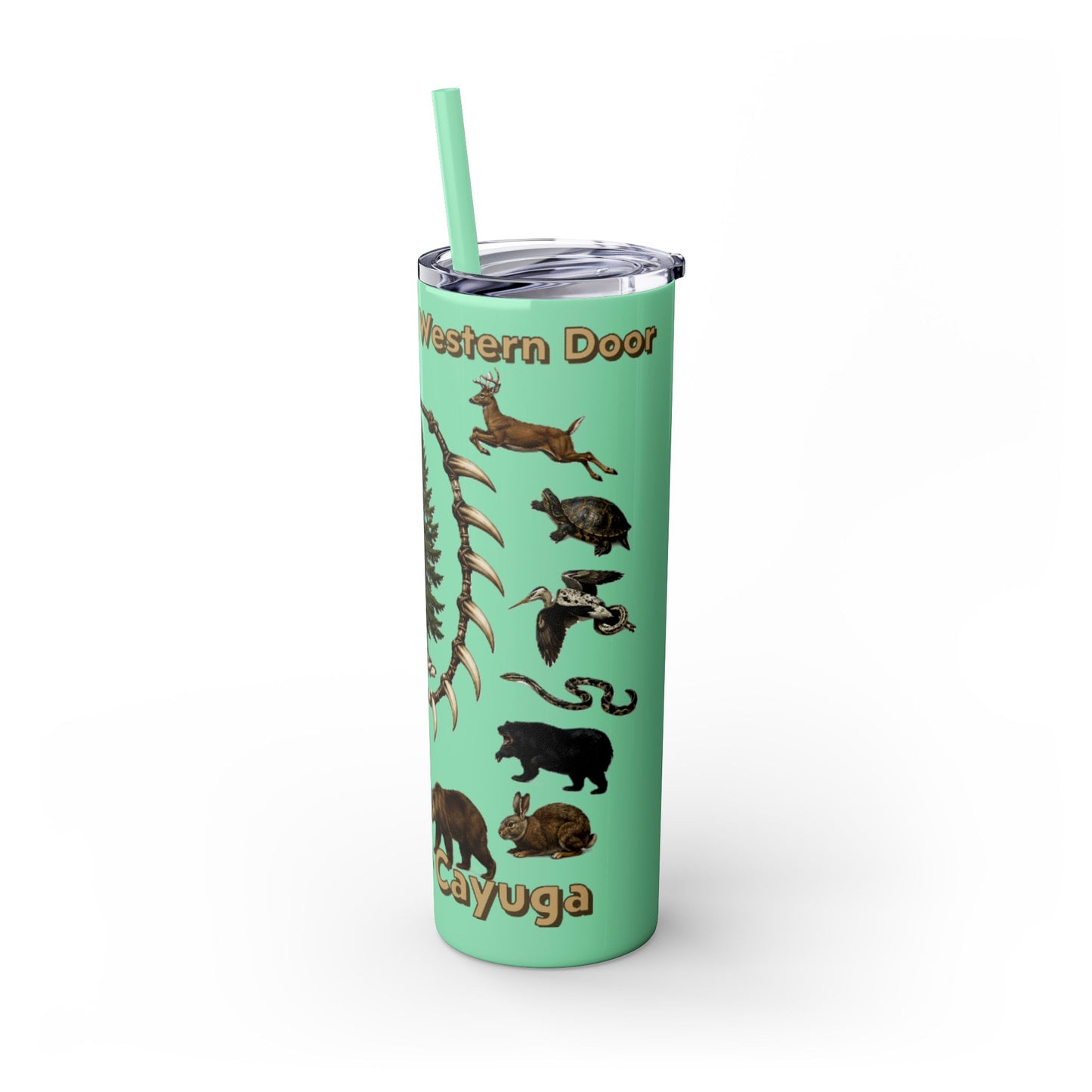 Seneca Cayuga Skinny Tumbler with Straw, 20oz