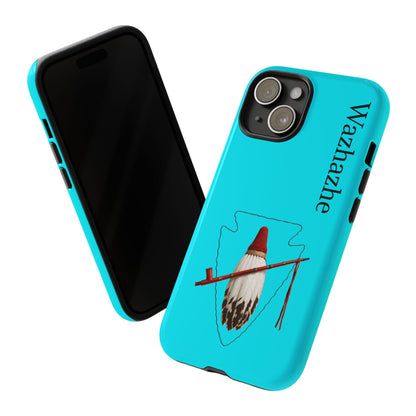 Osage Phone Case — Wazhahze Tribal Shield Design (Native Feather & Tomahawk)