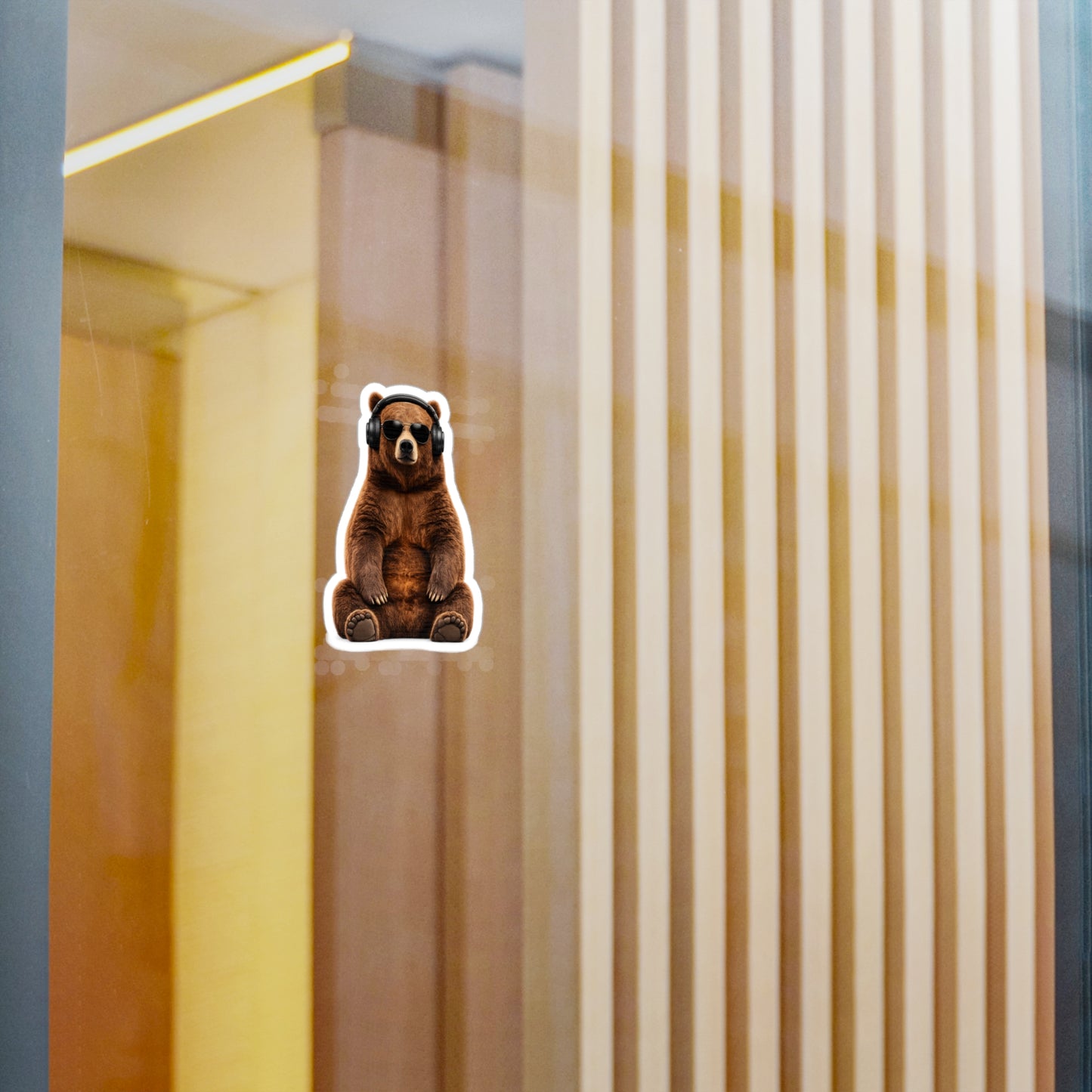 Cool Bear Headphones Sticker — Kiss-Cut Vinyl Decal