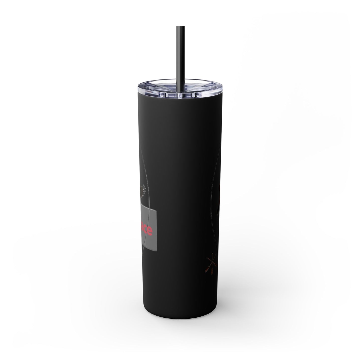 Kialegee 20oz Skinny Tumbler — Faith & Outdoor Lacrosse Design with Cross, Sticks, Campfire