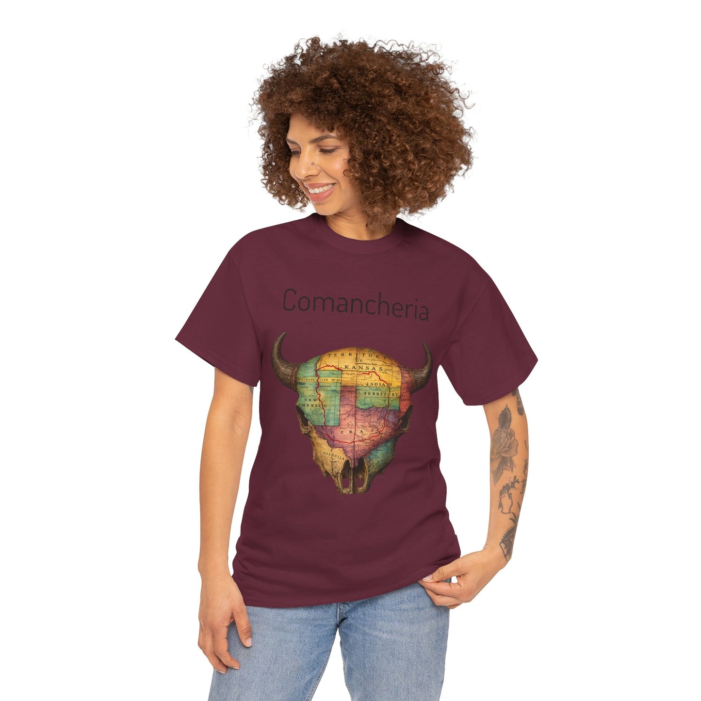 Comancheria Buffalo Skull T-Shirt — Western Map Graphic Tee
