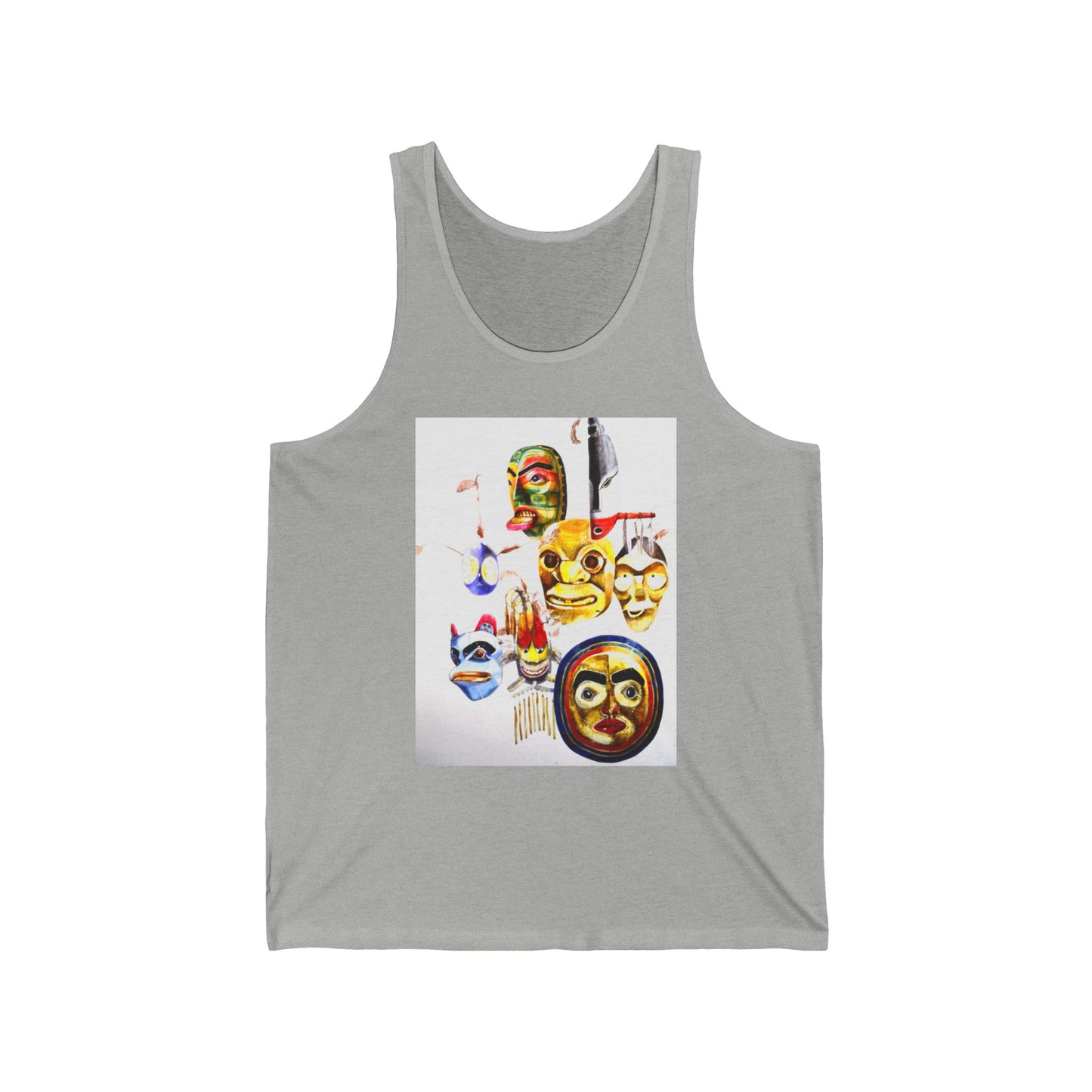 Native Mask & Arrow Tank Top — Tribal Mask Art Graphic Tank