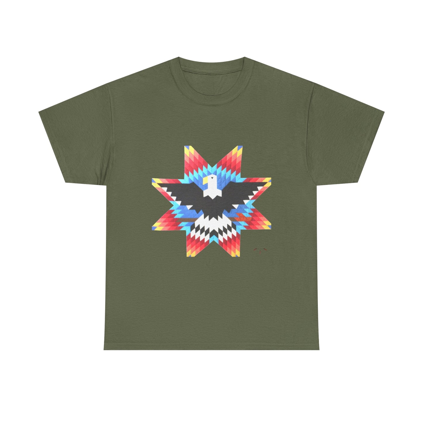 T-Shirt — Colorful Native Star Eagle Graphic Tee (Front Eagle Star, Back Crossed Arrows)