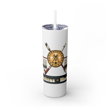 Cheyenne Arapaho 20oz Skinny Tumbler — Native American Shield & Arrows Design (Tsistsistas - Hinono'eitiit)