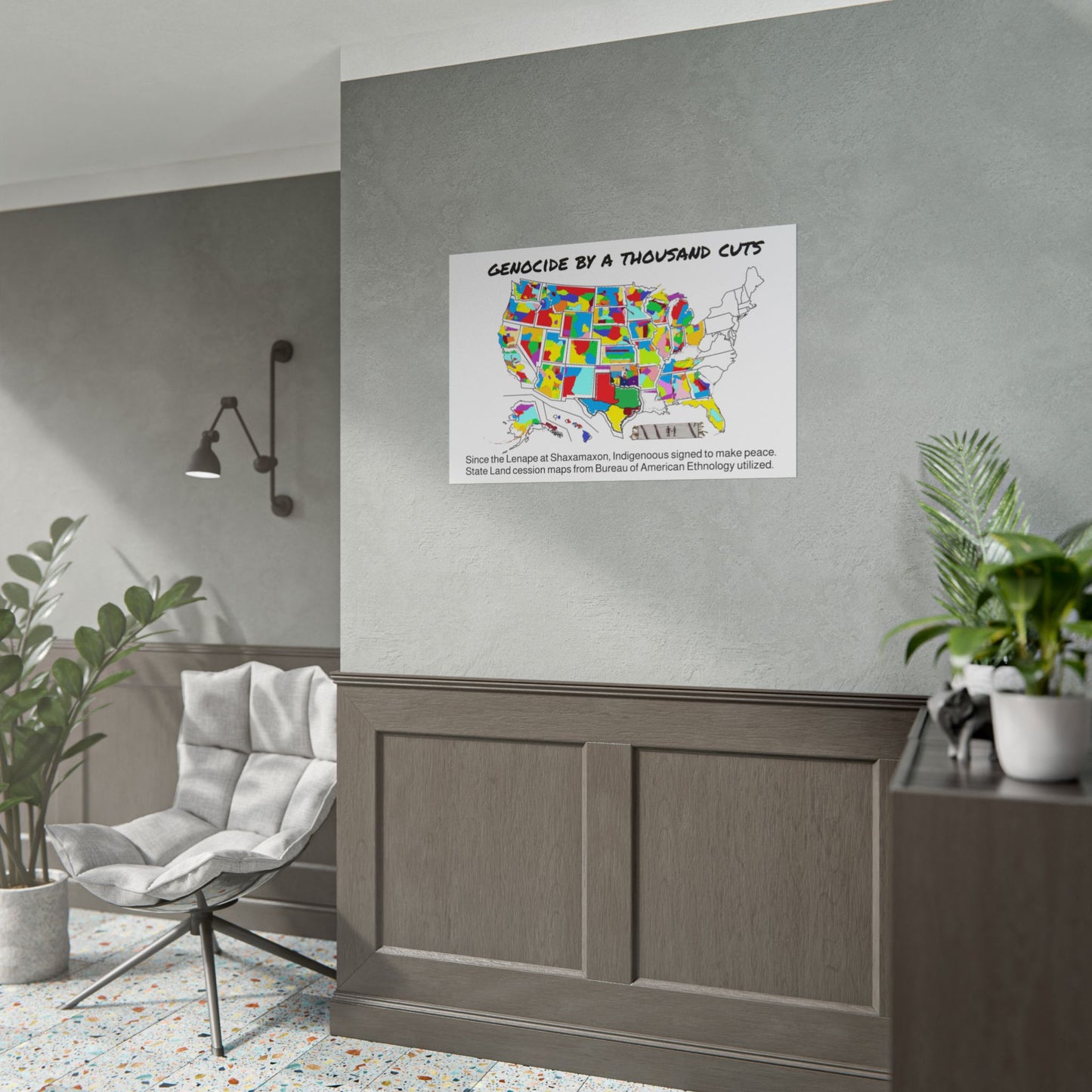 Land Cession Maps Rolled Poster — "Genocide by a Thousand Cuts" U.S. State Land Cession Map Poster