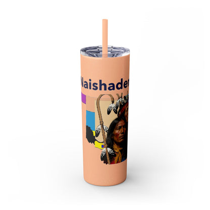 Apache 20oz Skinny Tumbler with Straw — Colorful Retro Design "Naishade"