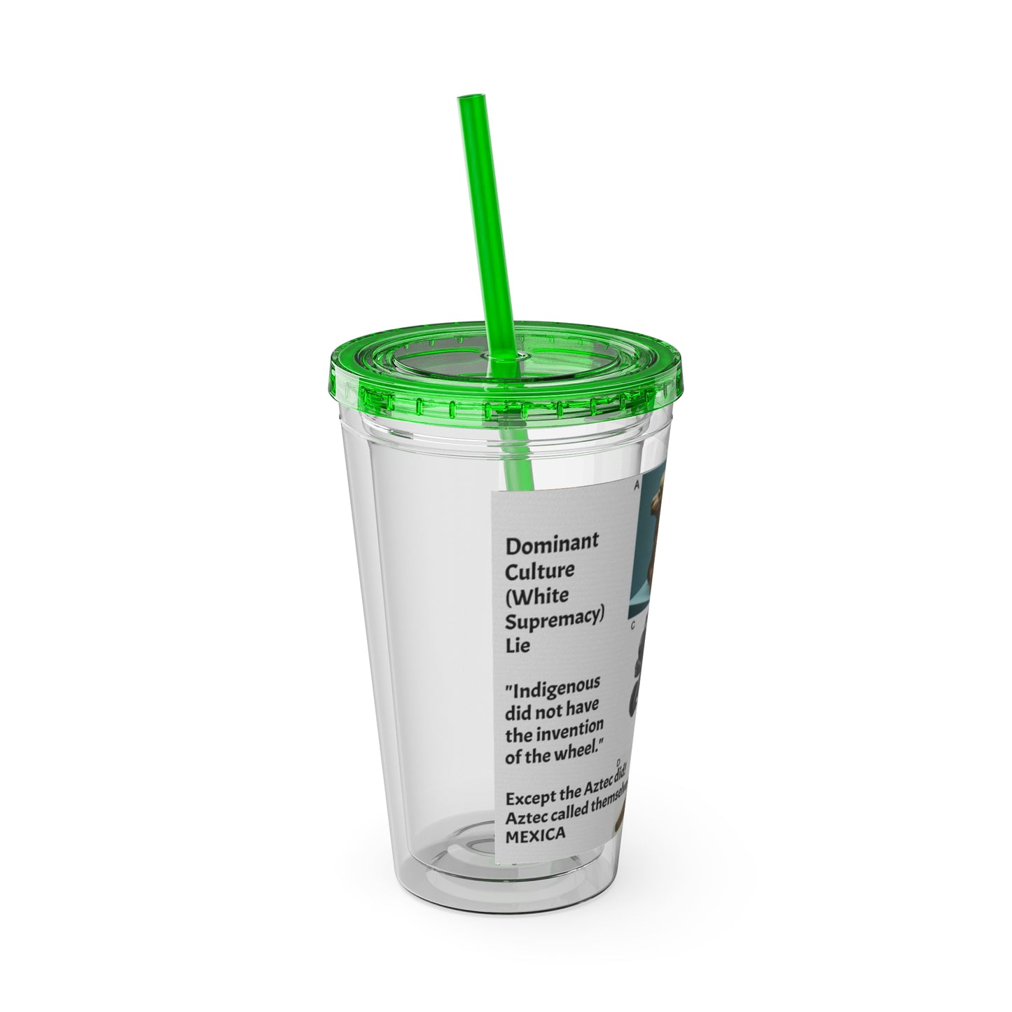 Aztec Sunsplash 16oz Insulated Straw Tumbler — Historical Artifact Illustration Design