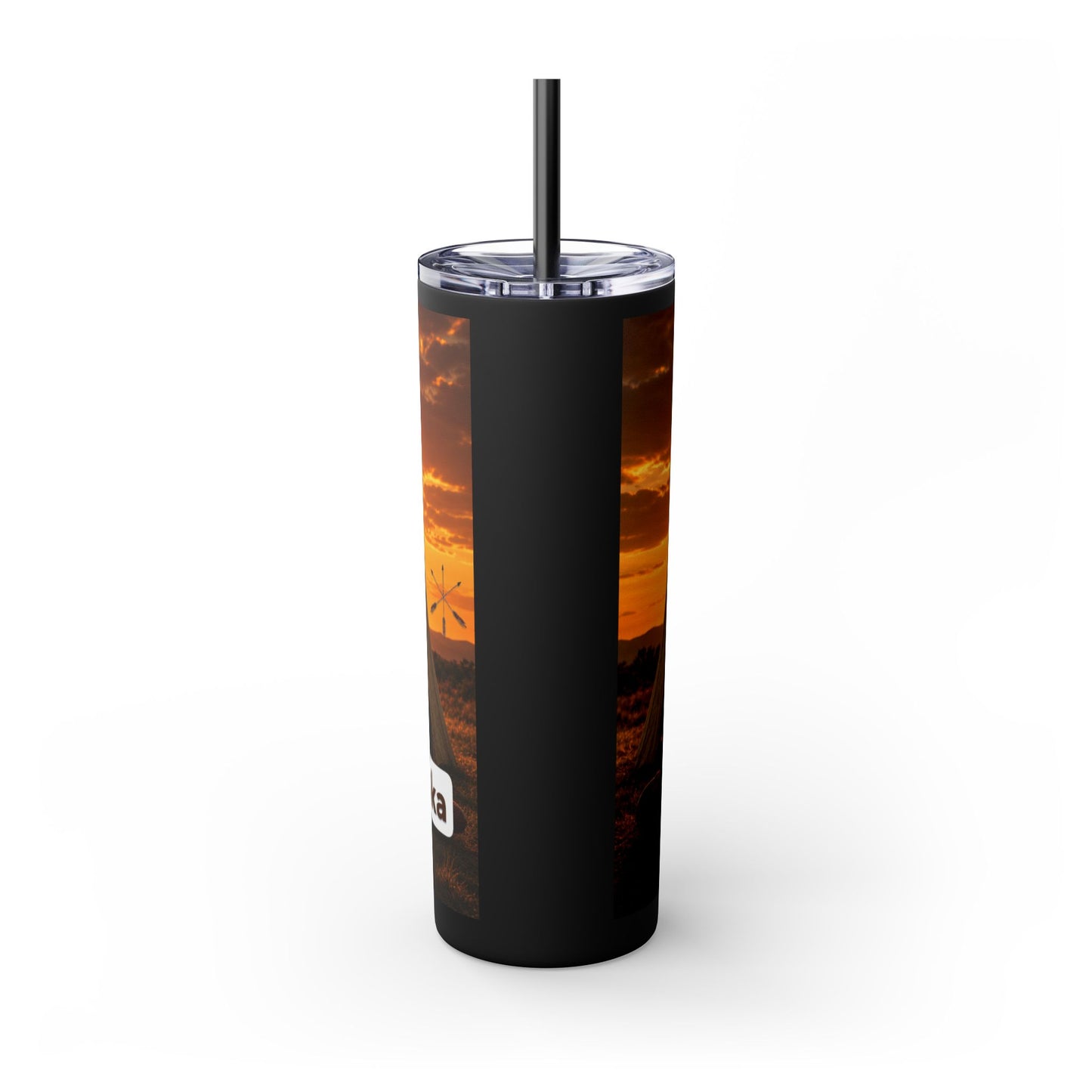 Ponca Sunset Teepee Skinny Tumbler — 20oz Insulated Straw Cup