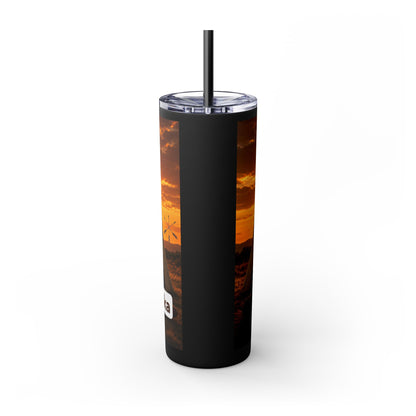 Ponca Sunset Teepee Skinny Tumbler — 20oz Insulated Straw Cup