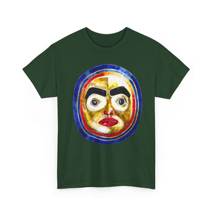 Moon Mask Art Tee — Colorful Surreal Face Graphic T-Shirt
