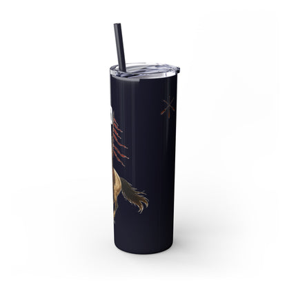 Comanche Numunah Warrior Horse 20oz Skinny Tumbler with Straw — Native American Inspired Travel Cup
