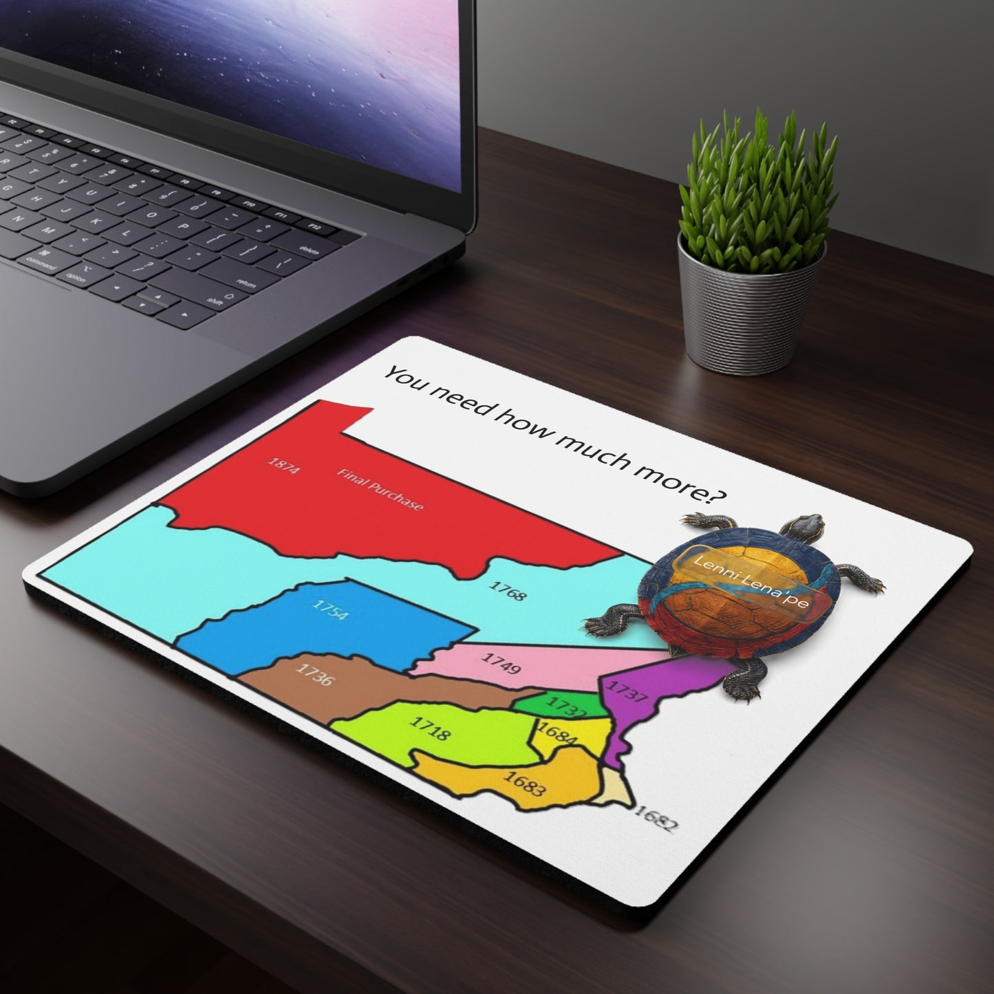 Lenni Lenape Rectangular Mouse Pad — 'You need how much more?' Pennsylvania/Leni-Lenape Map Design