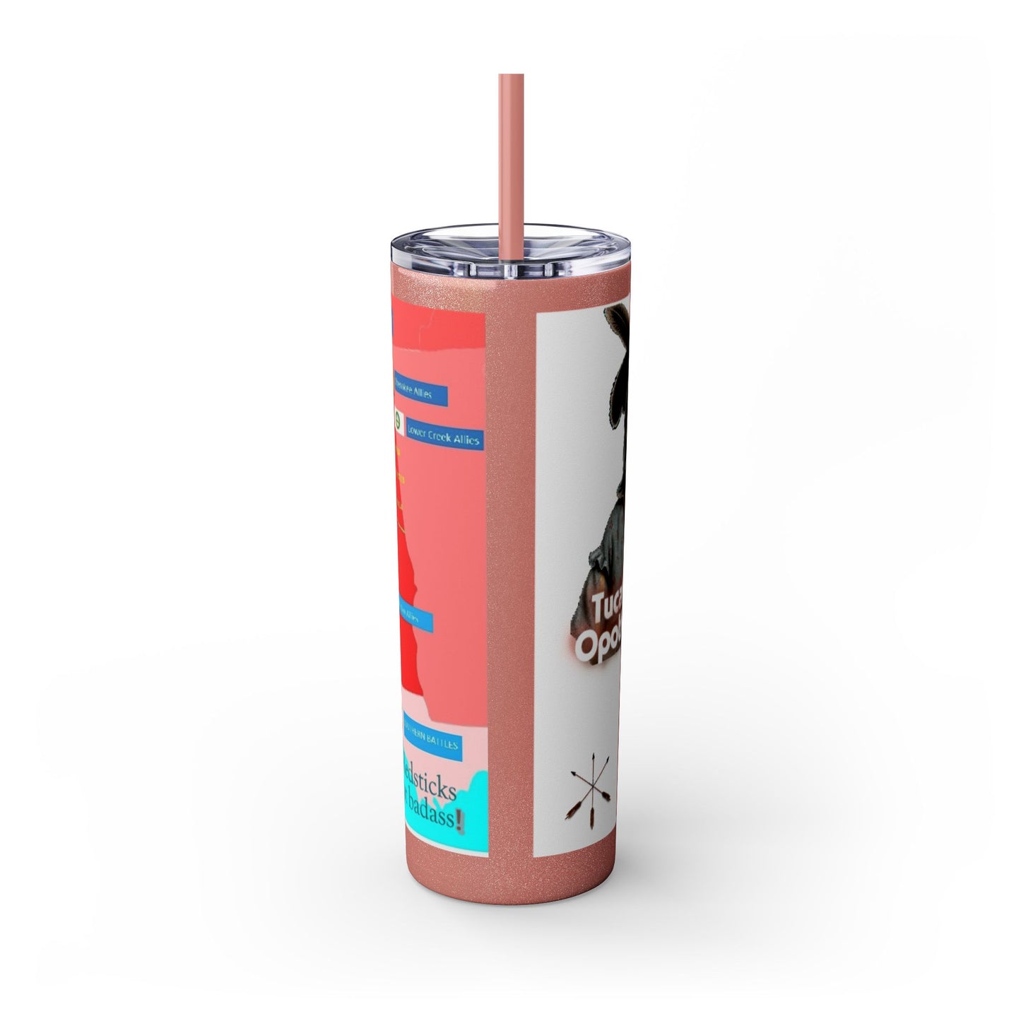 Opothleyahola Skinny Tumbler – Colorful Native American Portrait Design, 20oz Stainless Straw Cup