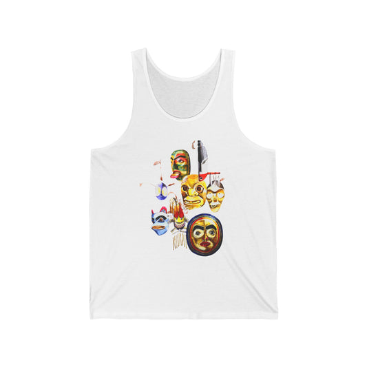 Native Mask & Arrow Tank Top — Tribal Mask Art Graphic Tank