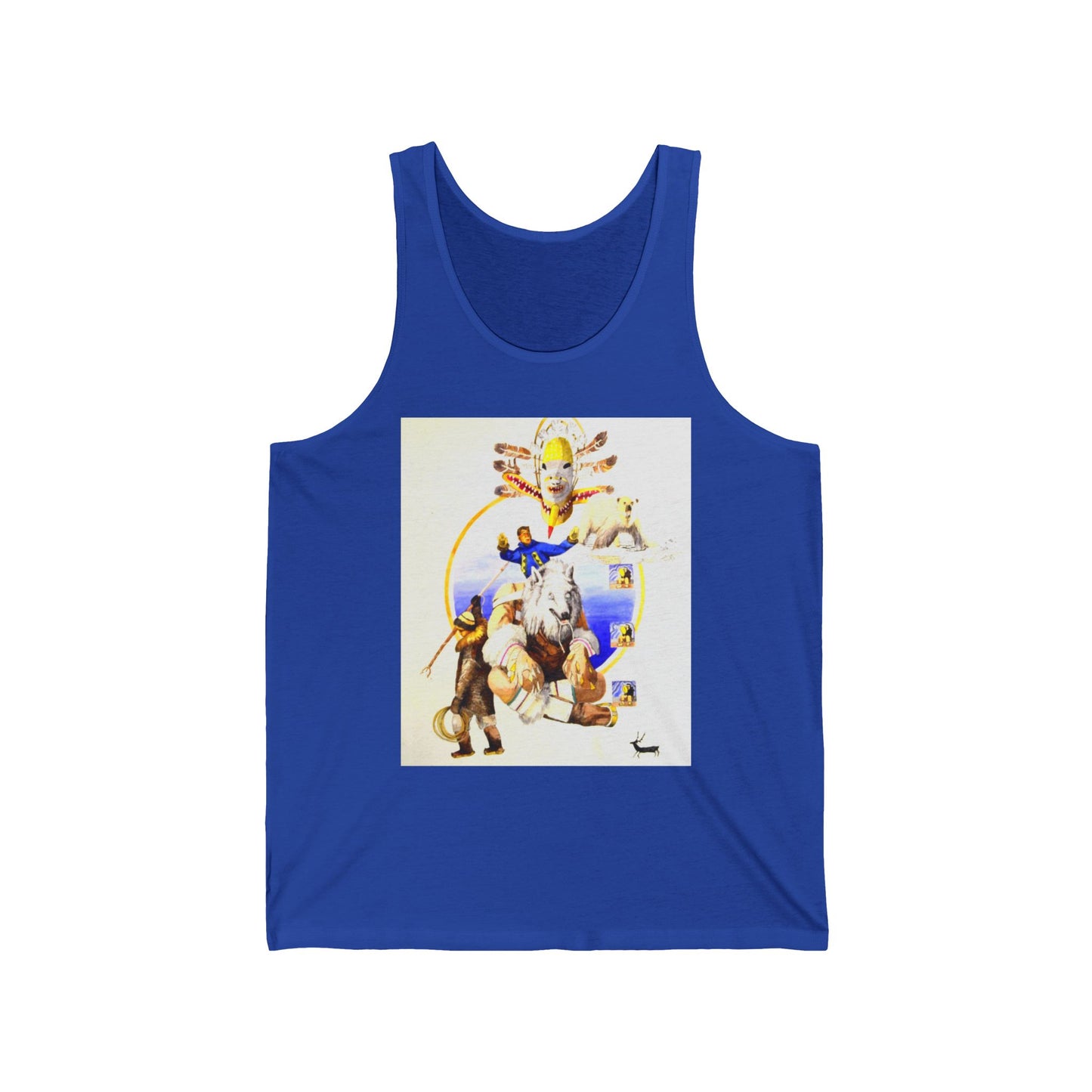 Inupiat/Yupik Wildlife Art Tank Top — Vintage Woodland Animal & Arrow Graphic